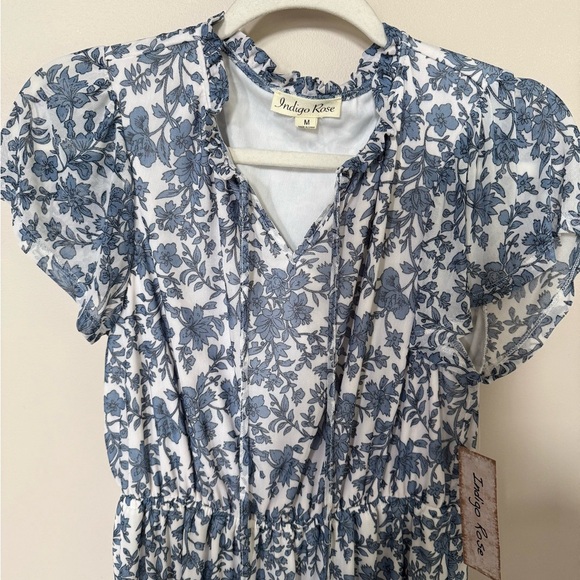 [M] NWT Blue Floral Midi Dress - Picture 2 of 5